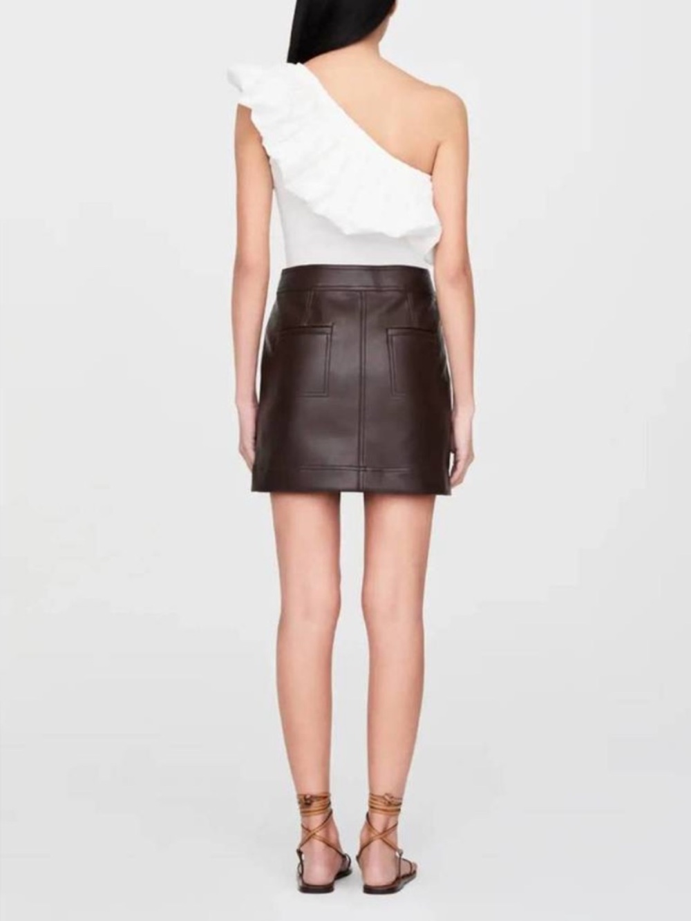 Marie Oliver Braden Faux Leather Skirt in Java Brown Size 6 - Picture 5 of 11